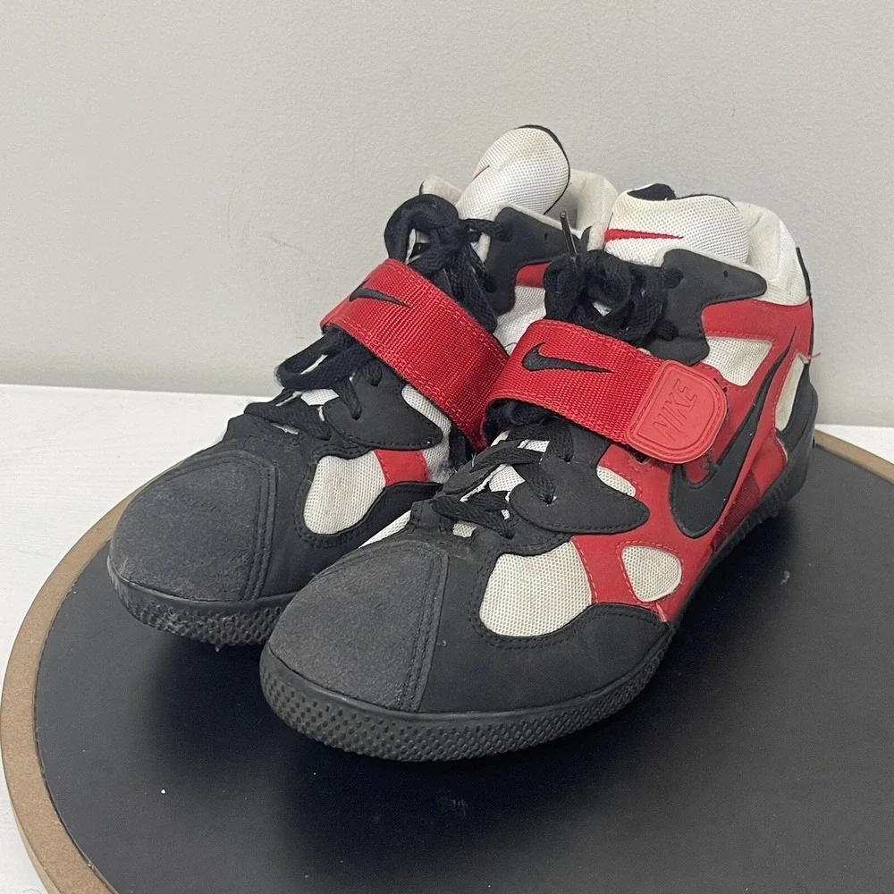 Vintage Nike Hammer Throwing Shoes Track Field‎ Spikes Red Black Size US 9.5